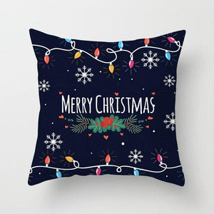 1Pcs Blue Christmas Tree Deer Santa Claus Pattern Polyester Cushion Cover Merry Christmas Throw Cushion Covers Tree Reindeer Star Pillow Case For Party Home Decoration Decorative Sofa Home Decor Pillowcover 45x45cm
