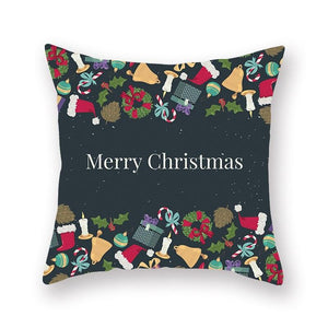 1Pcs Blue Christmas Tree Deer Santa Claus Pattern Polyester Cushion Cover Merry Christmas Throw Cushion Covers Tree Reindeer Star Pillow Case For Party Home Decoration Decorative Sofa Home Decor Pillowcover 45x45cm