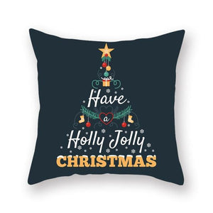 1Pcs Blue Christmas Tree Deer Santa Claus Pattern Polyester Cushion Cover Merry Christmas Throw Cushion Covers Tree Reindeer Star Pillow Case For Party Home Decoration Decorative Sofa Home Decor Pillowcover 45x45cm