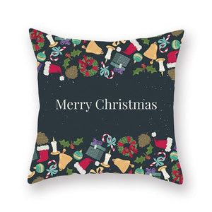 1Pcs Blue Christmas Tree Deer Santa Claus Pattern Polyester Cushion Cover Merry Christmas Throw Cushion Covers Tree Reindeer Star Pillow Case For Party Home Decoration Decorative Sofa Home Decor Pillowcover 45x45cm