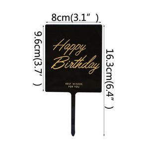 1Pcs Metal Happy Birthday Cake Topper Artificial flowers Cake Toppers Happy Birthday Cake Topper Metal And Acrylic Cake Decoration With Pink Artificial Flower Cluster For DIY Baby Shower Birthday Party Decoration Baking Decor