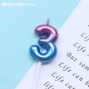 1pcs Starry Sky Candles Birthday Cake Decoration Gradient Party Cake Decor Candles Happy Birthday Number Candles for Cake Topper Decoration for Party
