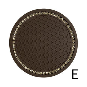 1PCS Universal 7cm Car Style Coasters Pad Pink Cup Holder Mat Rhinestone Waterproof Anti Slip Vehicle Bling Car Coasters Pink PVC Travel Auto Cup Holder Insert Coaster Anti Slip Crystal Vehicle Interior Accessories Cup Mats For Women Girl