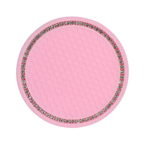 1PCS Universal 7cm Car Style Coasters Pad Pink Cup Holder Mat Rhinestone Waterproof Anti Slip Vehicle Bling Car Coasters Pink PVC Travel Auto Cup Holder Insert Coaster Anti Slip Crystal Vehicle Interior Accessories Cup Mats For Women Girl