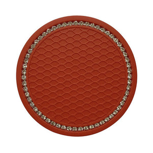1PCS Universal 7cm Car Style Coasters Pad Pink Cup Holder Mat Rhinestone Waterproof Anti Slip Vehicle Bling Car Coasters Pink PVC Travel Auto Cup Holder Insert Coaster Anti Slip Crystal Vehicle Interior Accessories Cup Mats For Women Girl