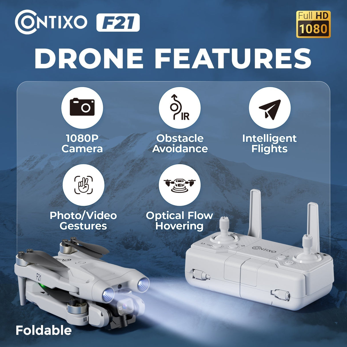 Contixo F21 Elite Sky Remote Control Beginner Drone With 1080P HD Camera
