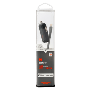 Ventev 12W dashport r1240 Car Charger and USB A to Apple Lightning Cable 3.3ft by Ventev