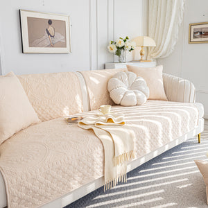 Cotton Quilted Sofa Cover, Non-Slip Couch Protector Fits Backrest, Seat & Armrest