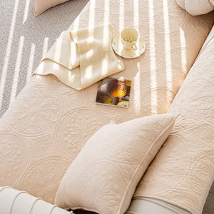 Cotton Quilted Sofa Cover, Non-Slip Couch Protector Fits Backrest, Seat & Armrest