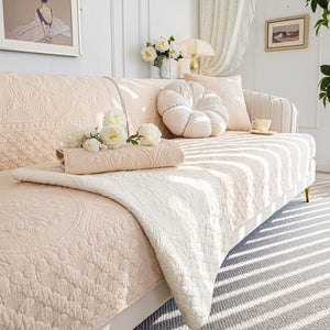 Cotton Quilted Sofa Cover, Non-Slip Couch Protector Fits Backrest, Seat & Armrest