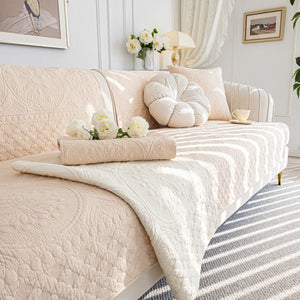 Cotton Quilted Sofa Cover, Non-Slip Couch Protector Fits Backrest, Seat & Armrest