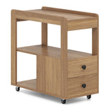 2-Drawer Sofa Side Table with Shelves for Living Room-Natural