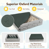 2-In-1 HDPE Kids Sandbox with Cover and Bottom Liner-Gray