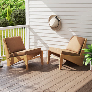 2-Pack Outdoor Patio Cushion Set with Removable Covers-Brown