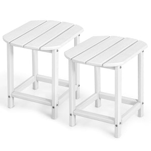 2-Pieces 18 Inches Adirondack Outdoor Side Table for Patio and Garden-White