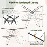 2-Tier Clothes Drying Rack with 33 Drying Rails and Height Adjustable Gullwings