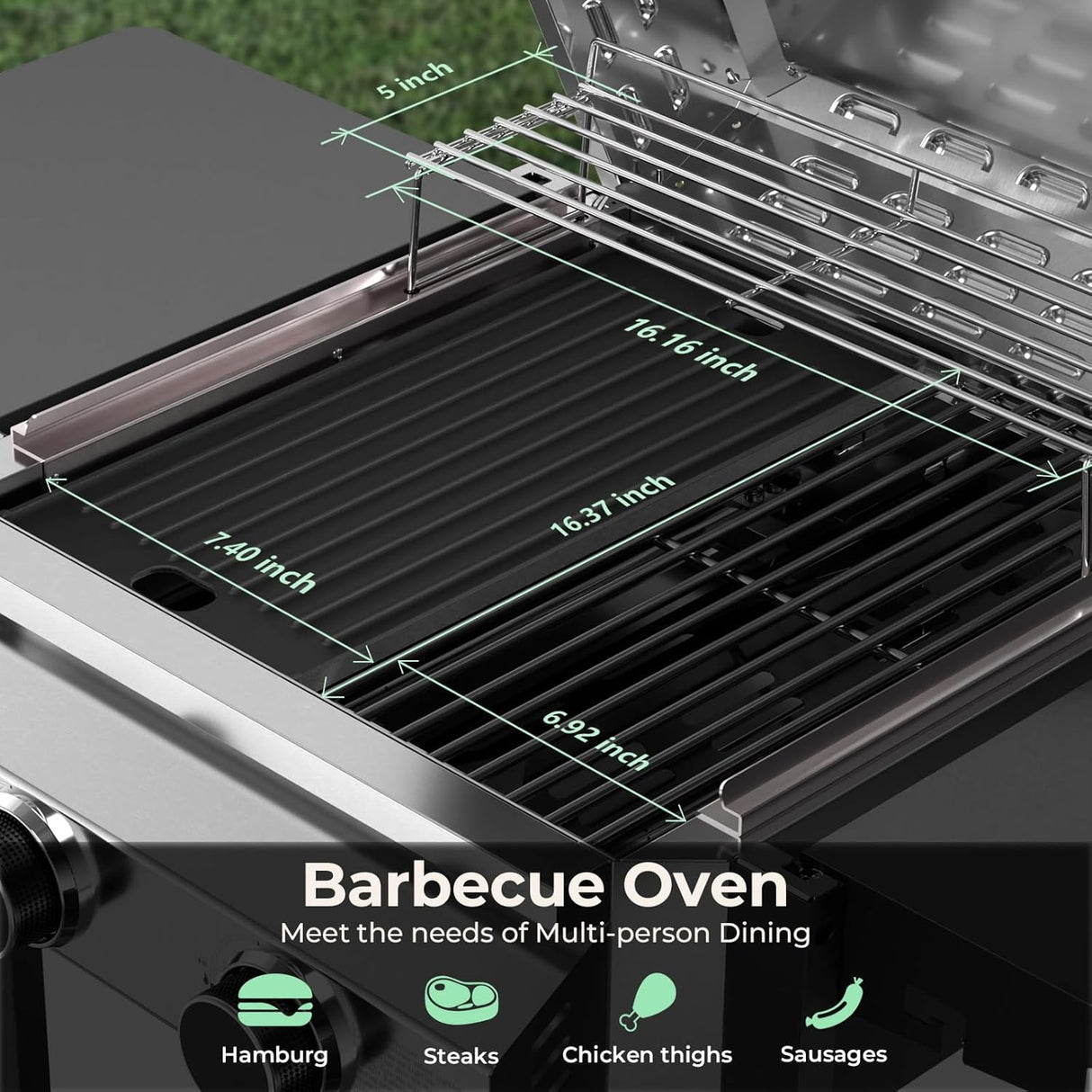 2-Burner Stainless Steel Propane Grill, 16,000 BTU Portable Gas BBQ with Electronic Ignition