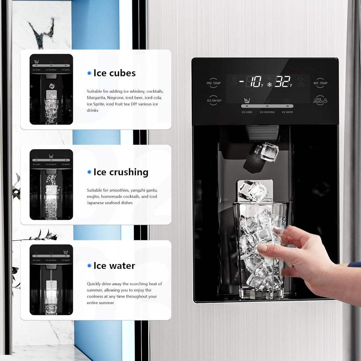 36" Side By Side 20.01 Cu. ft. Built-in Refrigerator with Freezer & Ice Maker Included