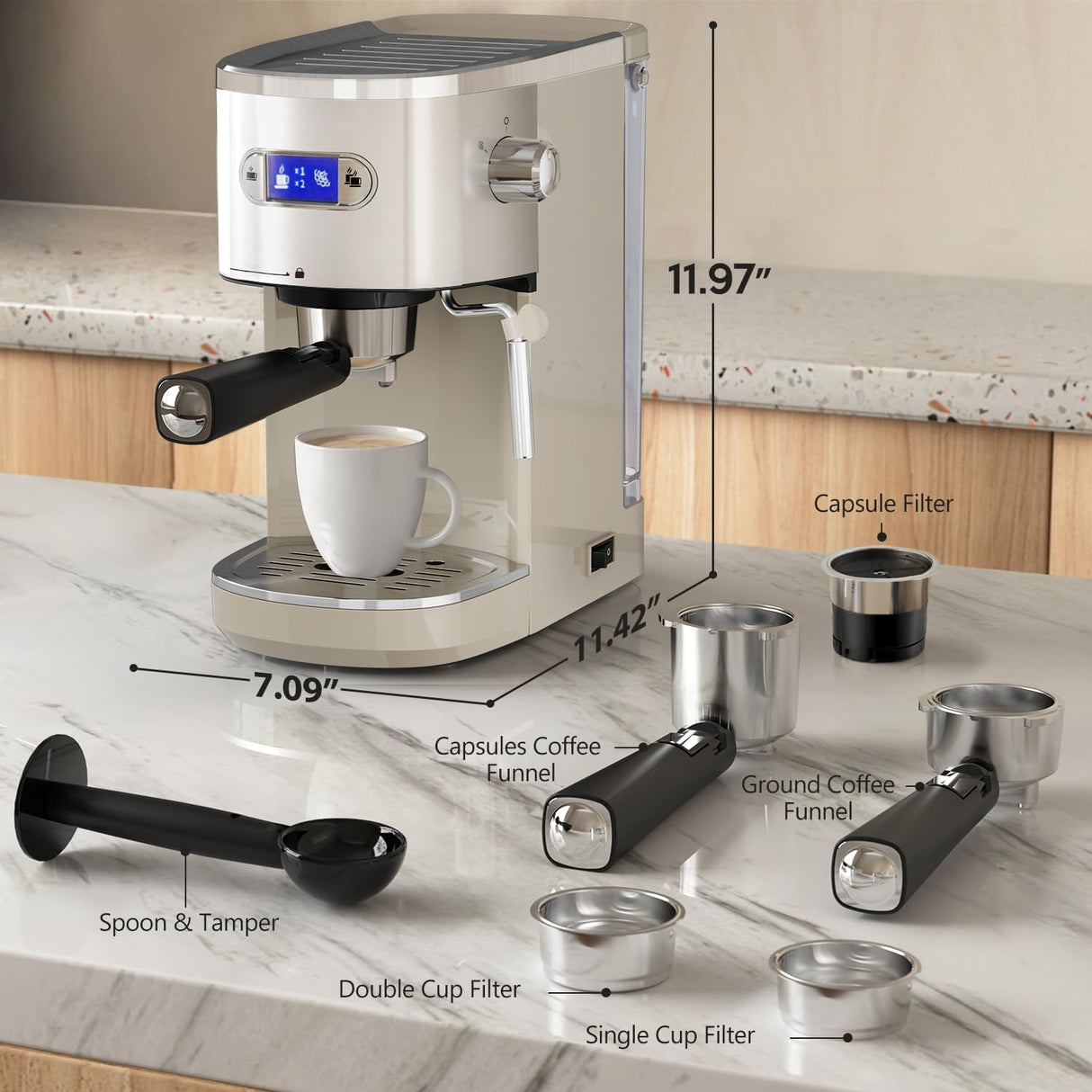 2 in 1 Espresso Machines Support Capsule Coffee Automatic Cappuccino Coffee Maker CM8054