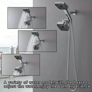 2-in-1 Handheld & Rainfall Shower Head Set with Long Hose and T-Valve