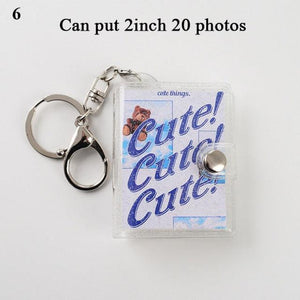 2 Inch Photo Album PVC Sequins Transparent Sticker & Name Card Holder 16 Pockets Photo Holder Business Card Bag Mini Photo Holds Photos with Key Chain Album Gifts