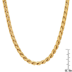 2-Piece Set: Men's 18k Gold Plated Stainless Steel Round Twisted Fancy Link Necklace & Bracelet