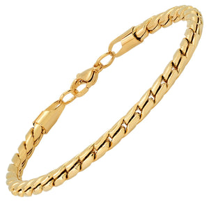 2-Piece Set: Men's 18k Gold Plated Stainless Steel Round Twisted Fancy Link Necklace & Bracelet