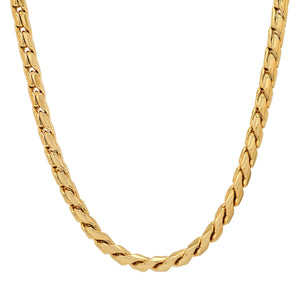 2-Piece Set: Men's 18k Gold Plated Stainless Steel Round Twisted Fancy Link Necklace & Bracelet