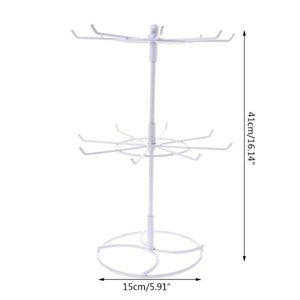 2-Tier Rotary Jewelry Stand Rack Earrings Necklace Display Organizer Holder Rotating Durable Jewelry Rack Display Hanger Rotating 2 Tier Jewelry Tree Organizer in Black Metal Jewelry Organizer