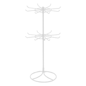2-Tier Rotary Jewelry Stand Rack Earrings Necklace Display Organizer Holder Rotating Durable Jewelry Rack Display Hanger Rotating 2 Tier Jewelry Tree Organizer in Black Metal Jewelry Organizer