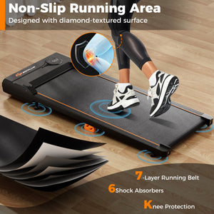 2.5HP Under Desk Treadmill with Remote Control for Home Office-Black