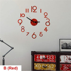 20 Inch Wall Clock Round Style Number Coffee Tea Cup Modern Large Silent Wall Stickers for Hall and Bedroom Home Decorations Arabic Numeral Wall Clocks Acrylic Mirror Stickers/Home Decor Design Acrylic Wall Clock Stickers Home Living Room Decoration