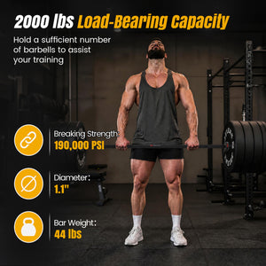 2000 lbs Weight Lifting 7FT Olympic Bar for Olympic Plates for Squats and Home Gym-Black