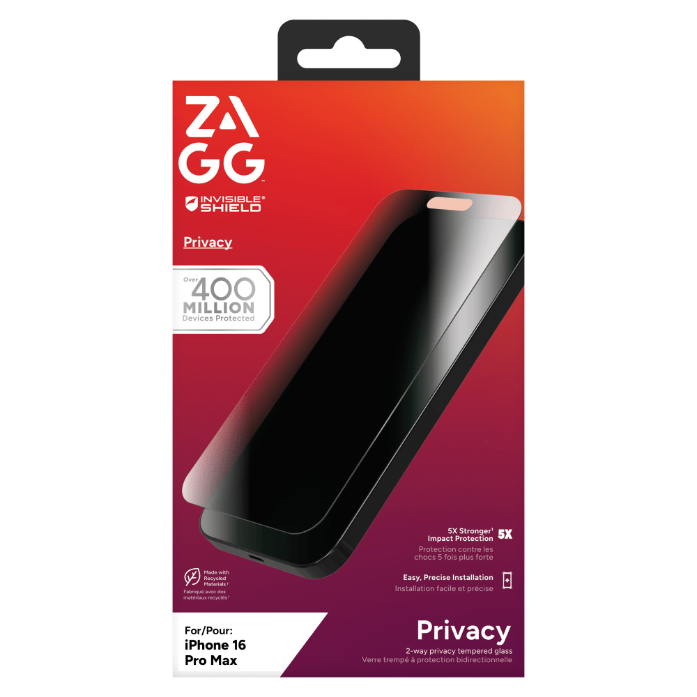 ZAGG Invisible Shield Glass Elite Privacy Screen Protector for Apple iPhone 16 Pro Max by ZAGG