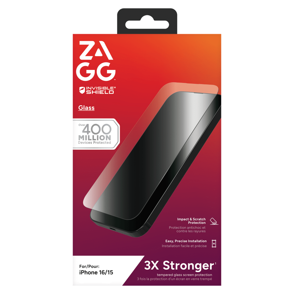 ZAGG InvisibleShield Antimicrobial Glass Screen Protector for Apple iPhone 16 / iPhone 15 by ZAGG