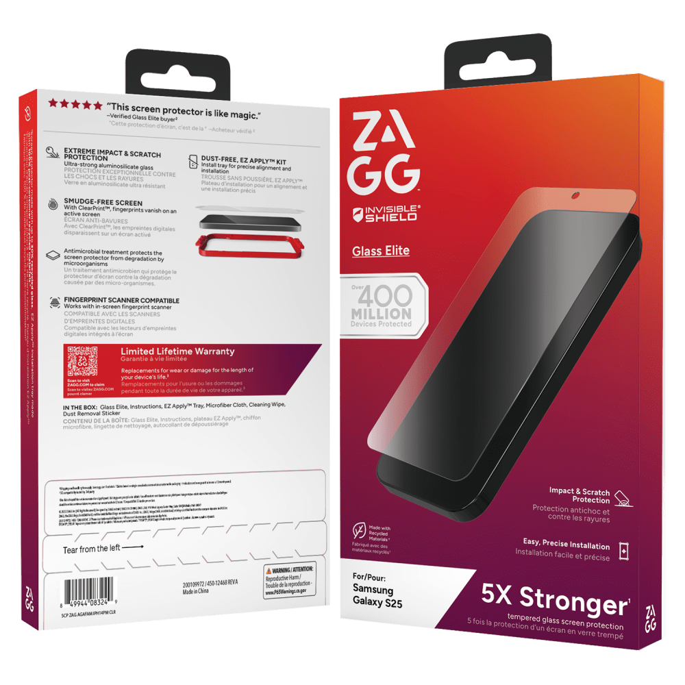 ZAGG InvisibleShield Glass Elite Glass Screen Protector for Samsung Galaxy S 2025 Small by ZAGG