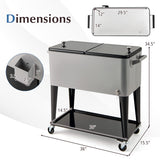 Portable Patio Cooler with Bottom Storage Shelf and Bottle Opener-Gray