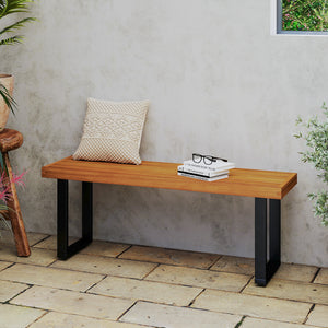 Acacia Wood Outdoor Bench 48 Inch Long Patio Dining Bench-1 Piece