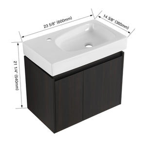 Modern Bathroom Vanity With Ceramic Basin, Wall Mounted Floating Sink Combo, Storage Cabinet by Couch.com
