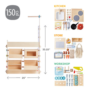 Creative Play 3 in 1 – Play Kitchen, Store & Workshop