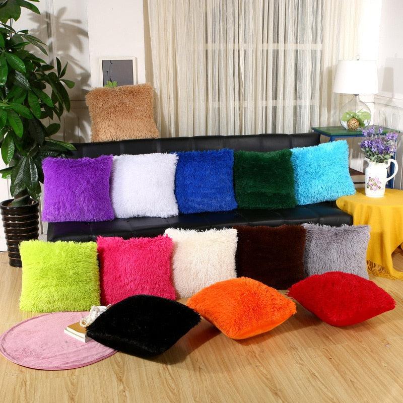 2021 Soft Fur Plush Cushion Cover Pillowcase For Home Decor Pillow Cover Bed Sofa Decorative Soft Fluffy Plush Pillowcases Square Autumn Cushion Covers For Living Room