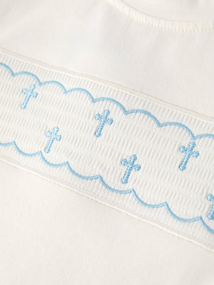 Blue Smocked Church Christ Bishop Christening Toddler Boys'Set