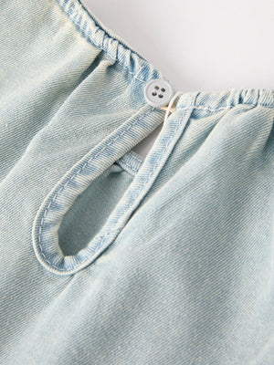 Summer Light Color Denim Lace Girls Set