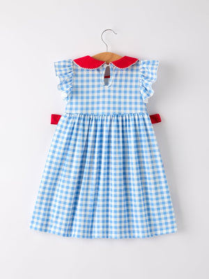 Back To School Girls Striped lapels Bow Dress