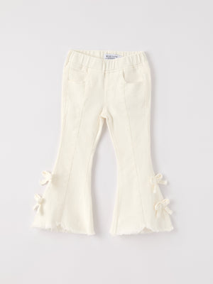 Charming White Denim Pants with Cute Bows
