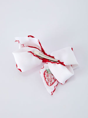 Strawberry Embroidered Girls Hairpin 4 Inches