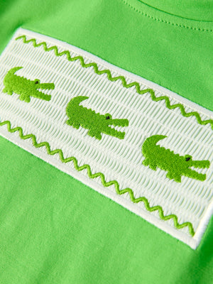 Toddler Boys Summer Crocodile Embroidered Plaid Shorts Set