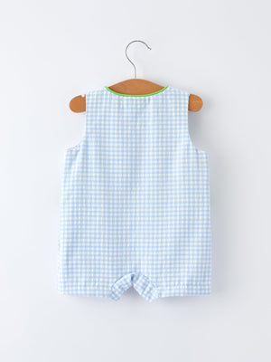 Baby Boys Summer Crocodile Embroidered Smocked Romper