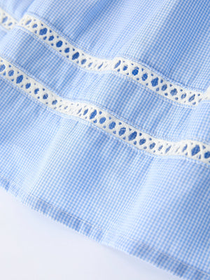 Blue Petal Peter Pan Collar Bishop Christening Girls Dress