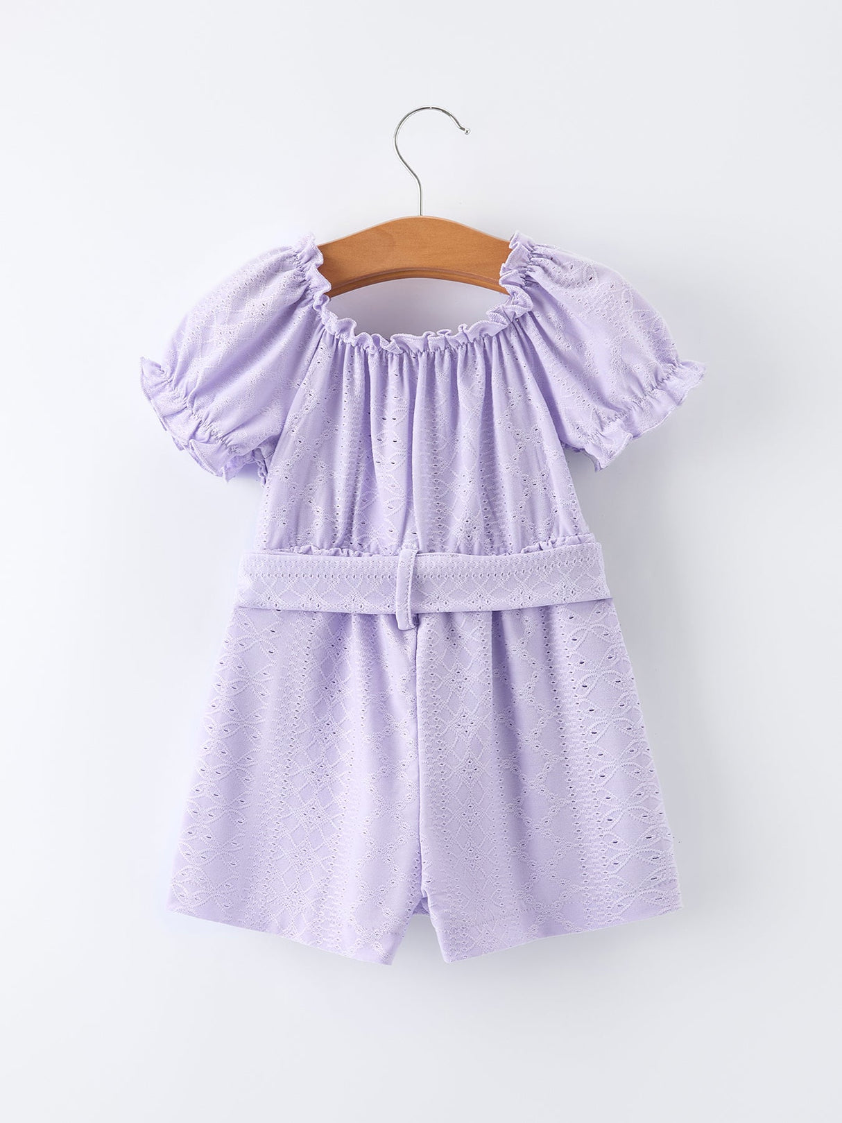 Spring Purple Short-sleeved Girls Jumpsuit